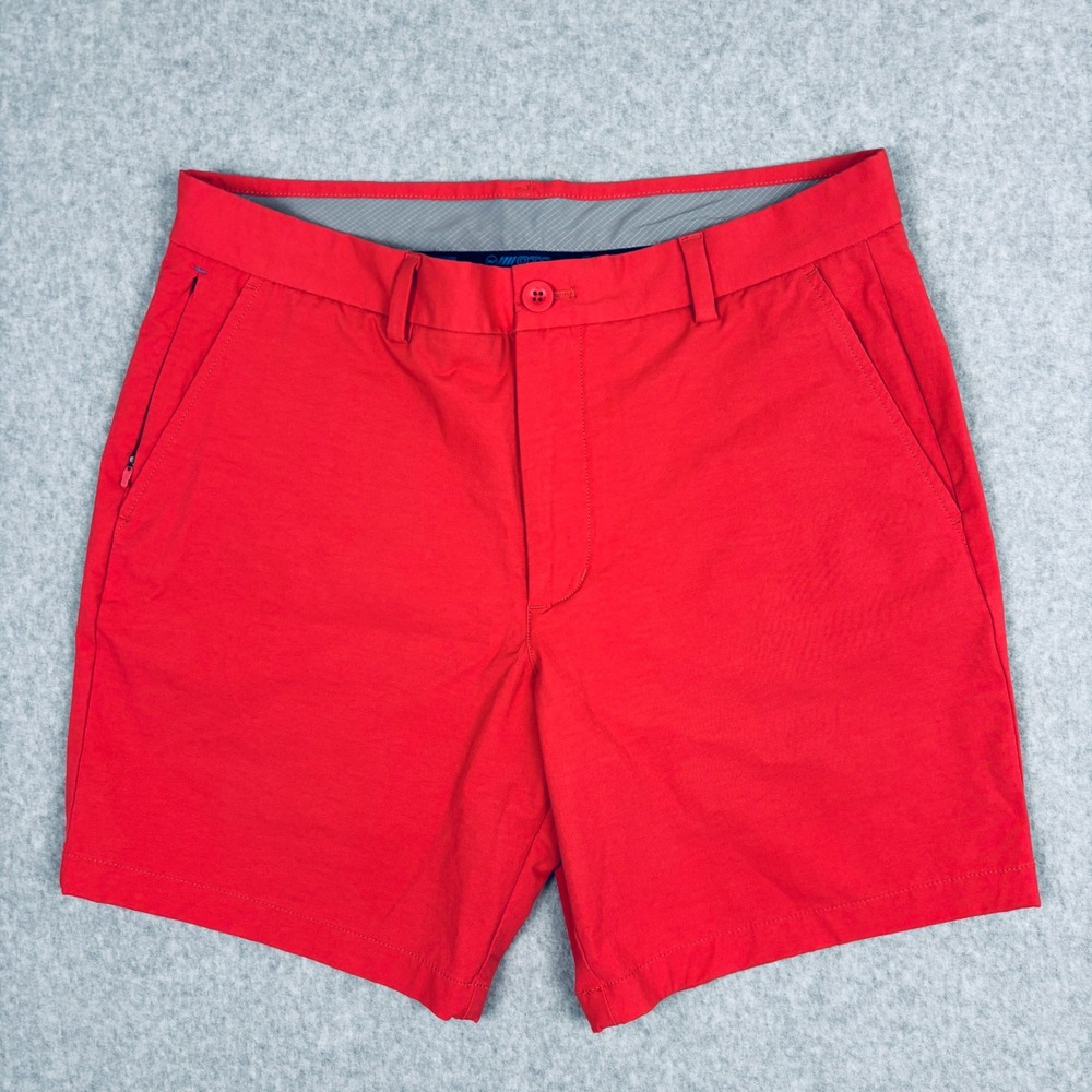 Vineyard Vines On-The-Go Shorts Mens 32 Pink Performance Golf Chino Flat Front
